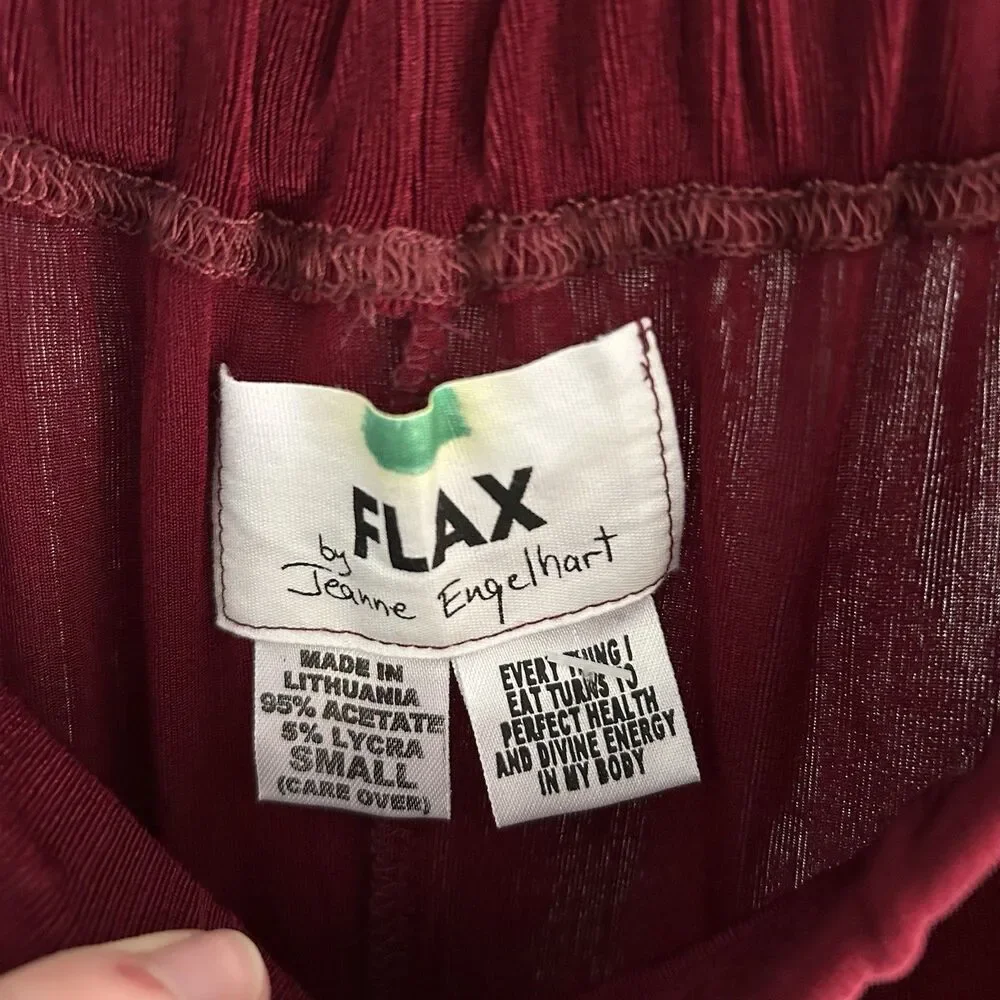 Vtg FLAX by Jeanne Engelhart Women Burgundy Maxi‎ Skirt Small Elastic Waist - Picture 4 of 8